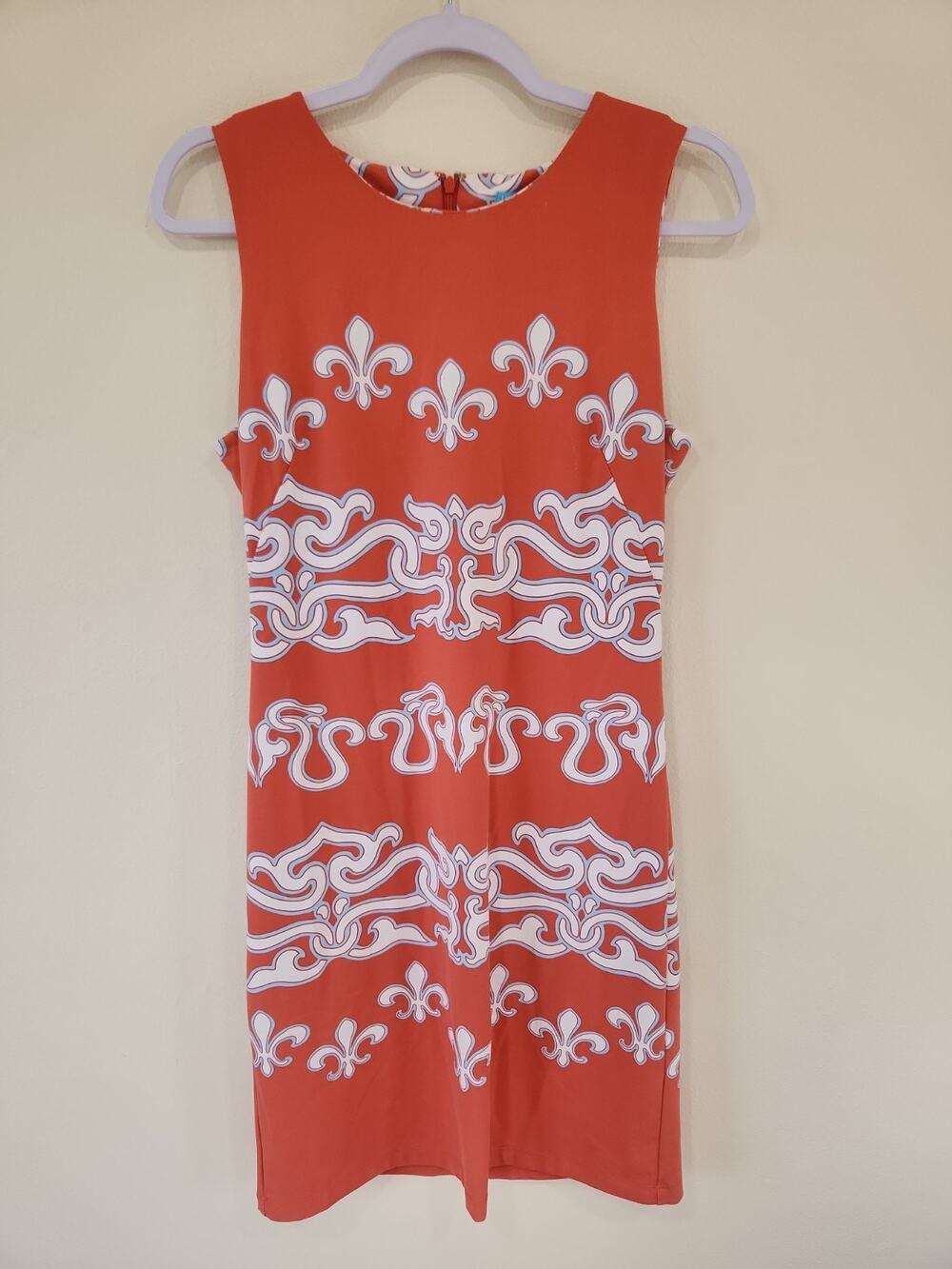 J.McLaughlin Dress S Pink Orange Geo Sleeveless Catalina Cloth Shift Coral Read